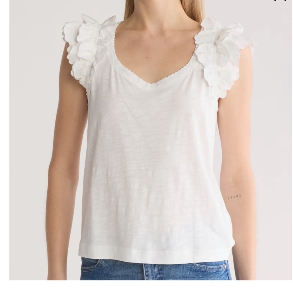 Democracy Embroidered Ruffle tee - Picture 2 of 9